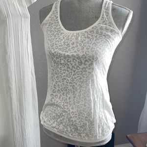 White burnout tank with leopard design